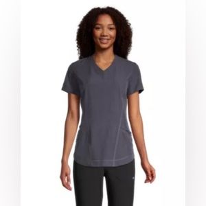 Women's V Neck Curved Hem Scrub Top - Odyssey Gray - XL